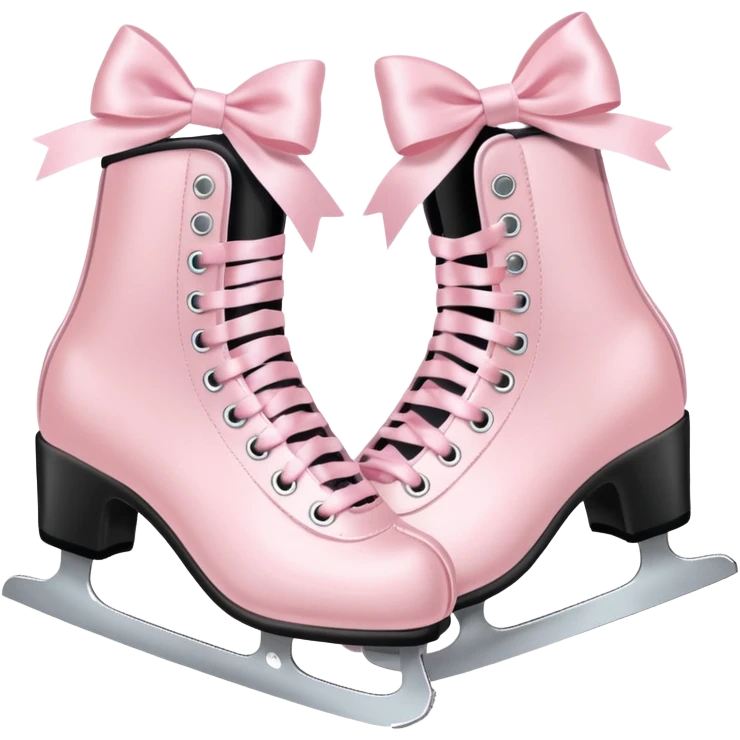 two pastel pink ice skates with bows emoji