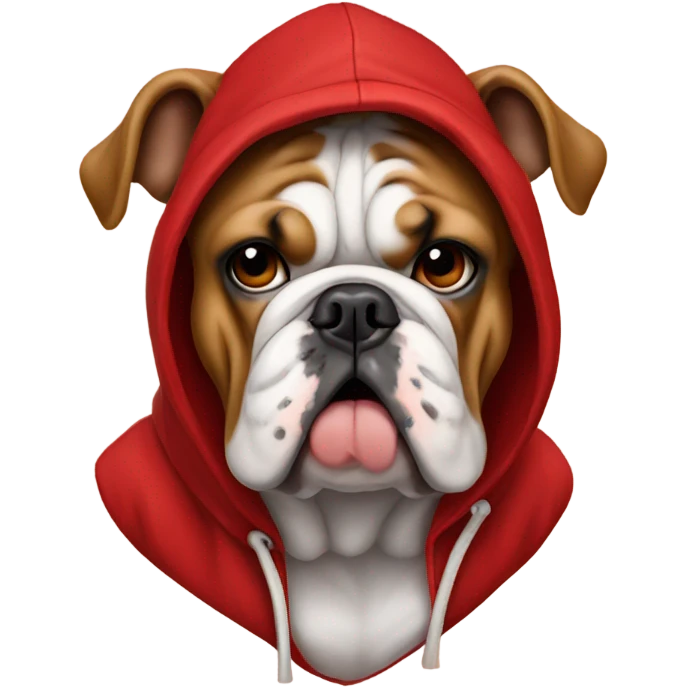 English bulldog in red hoodie emoji