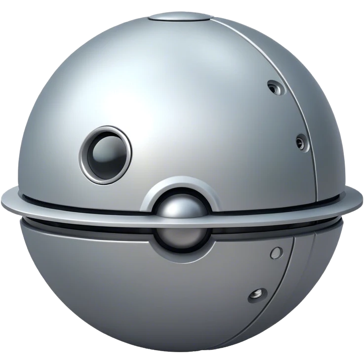 a simple, spherical spaceship shaped like a ball, with a smooth surface and minimalistic details. Use a plain background. emoji