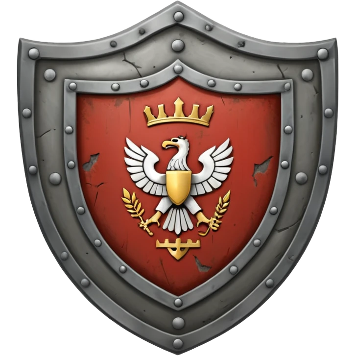 a steel shield with engraved roman letter for new—looks battle worn emoji