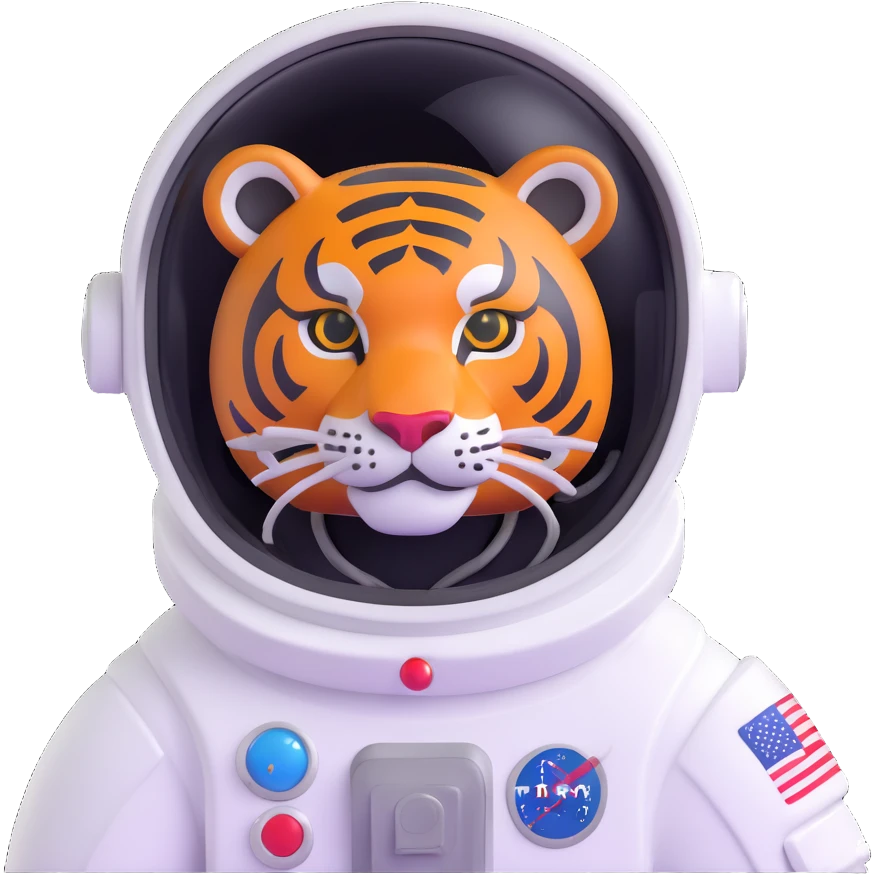 tiger astronaut with helmet emoji