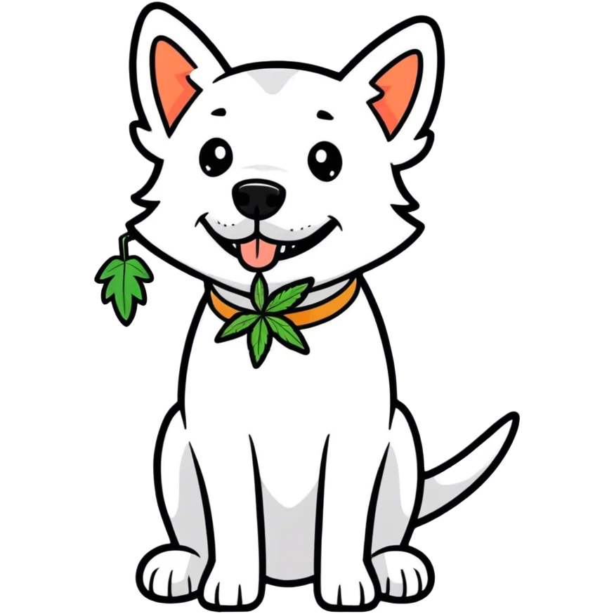 Weed in a dog mouth  emoji