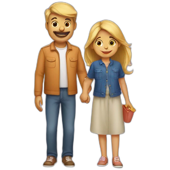 Papa maman 2 enfants emoji