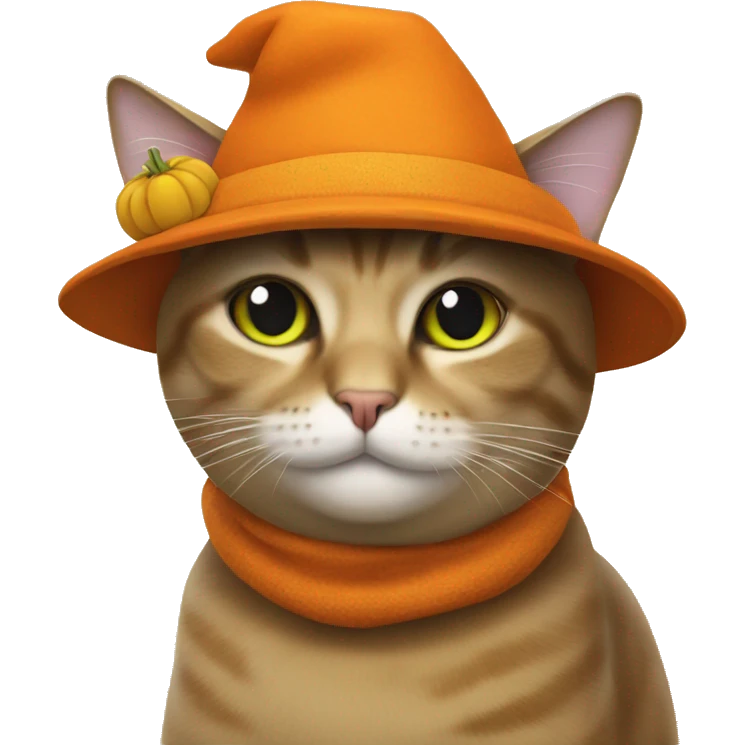 Cat with a pumpkin hat emoji