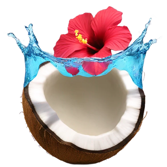 Coconut and hibiscus water splash emoji