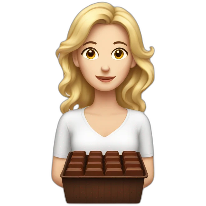 white women thinking about chocolate emoji