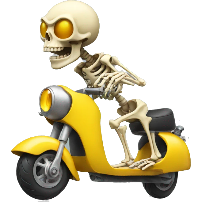 skeleton riding a yellow motor scooter emoji