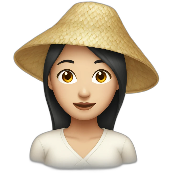 Asian girl with rice hat emoji