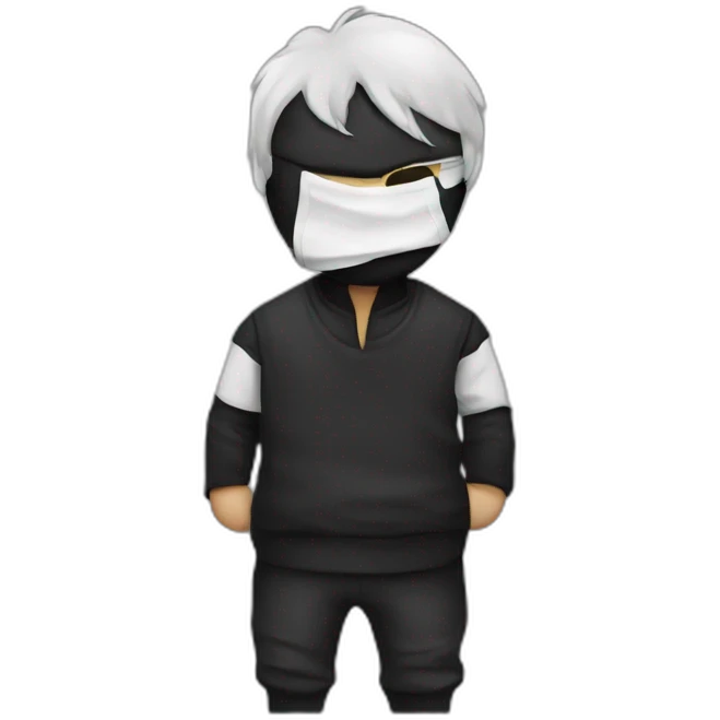 thief wearing a black and white shirt with a black mask emoji