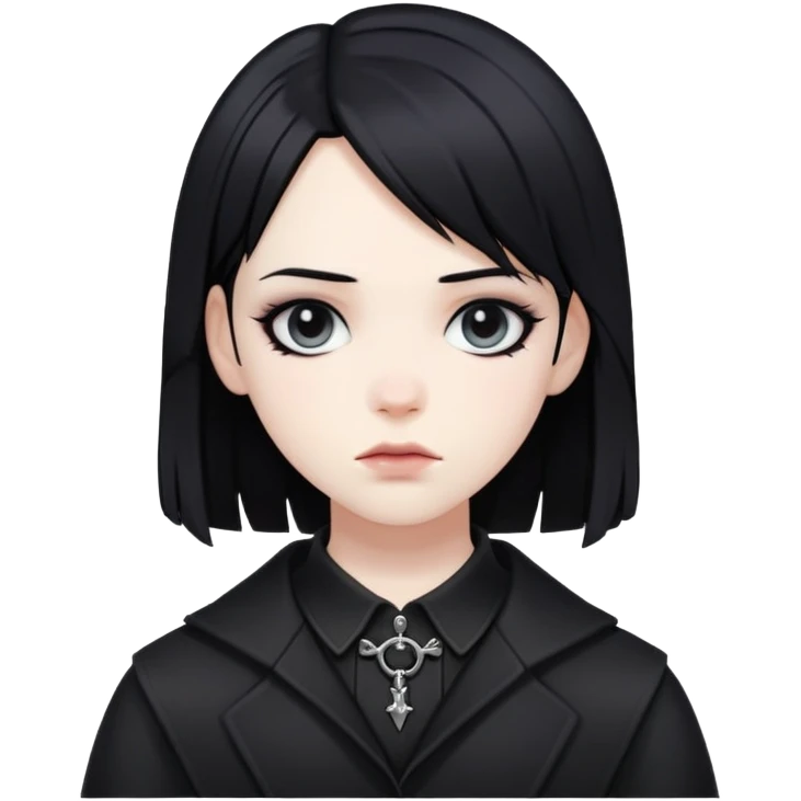 gothic femboy with black hair, pale skin, dark clothes emoji