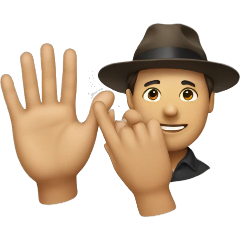 People with hat, hand love in front emoji