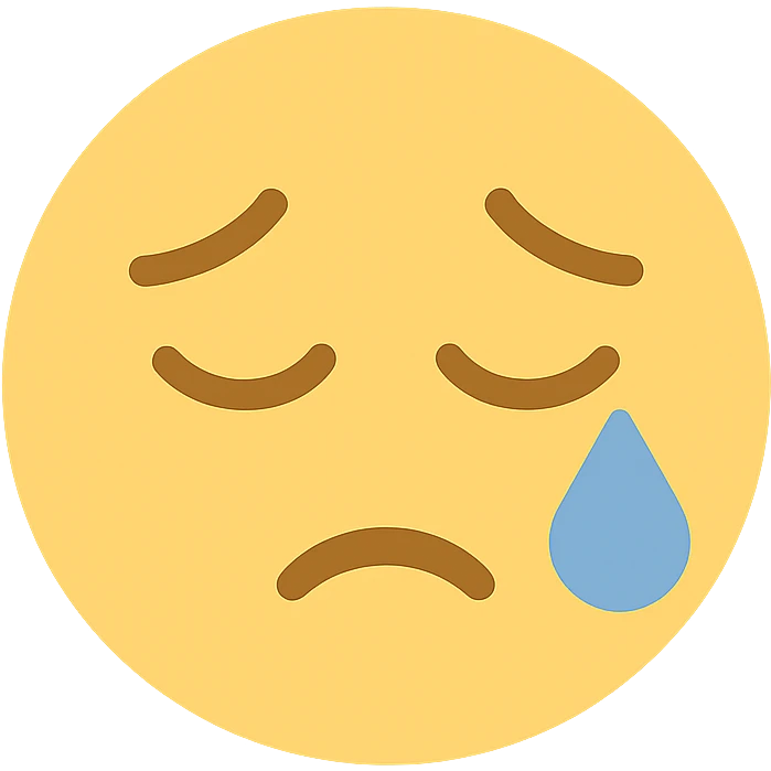 wistful crying face colored icon with single tear and gentle expression emoji