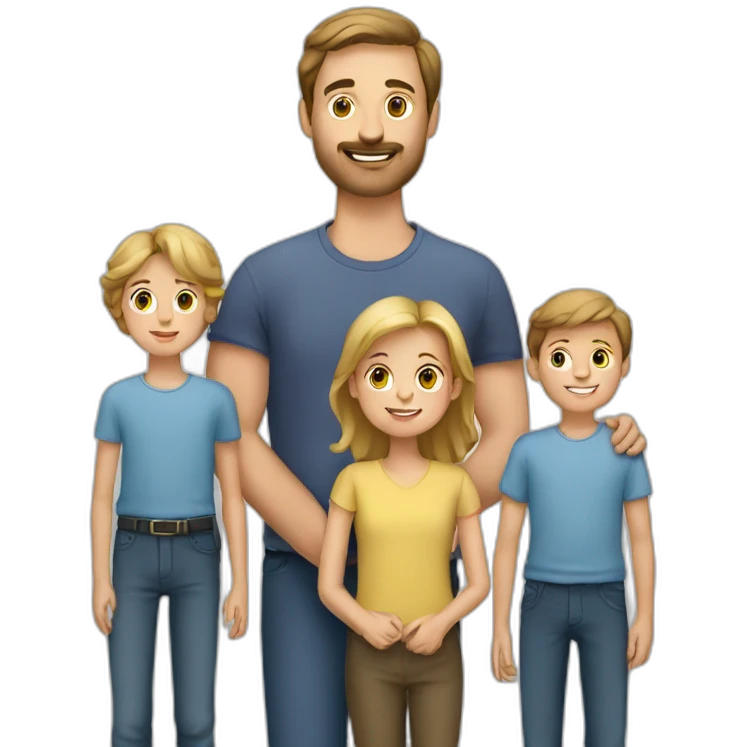 European Family 1 Man 1 Woman 3 Boys emoji