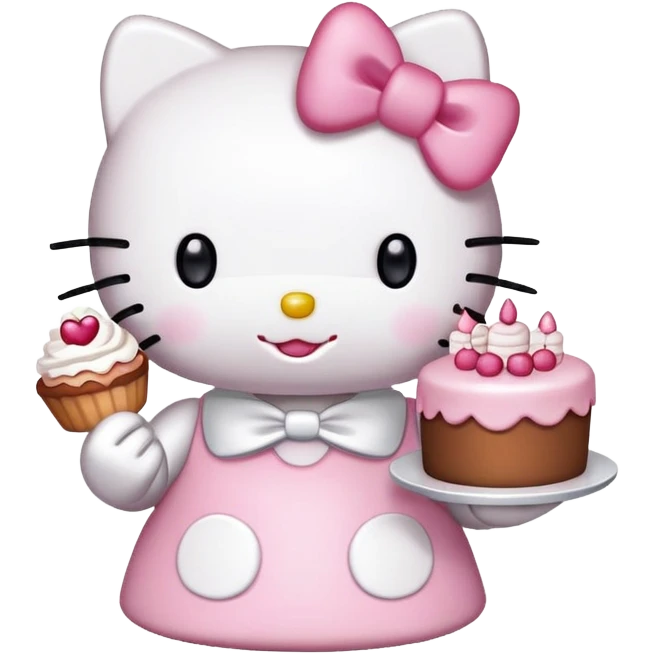 Hello kitty with cake  emoji