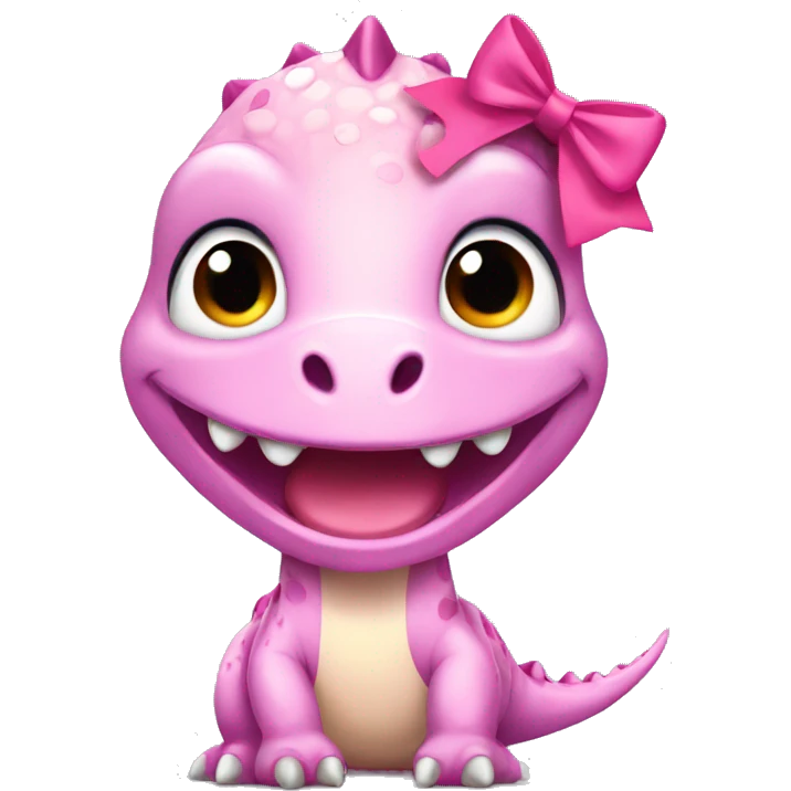 A girly Dinosaur with pink bow emoji