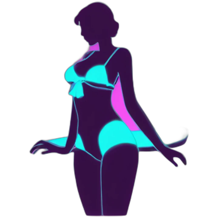 Sexy silhouette non-gender model bathing suit neon sign emoji