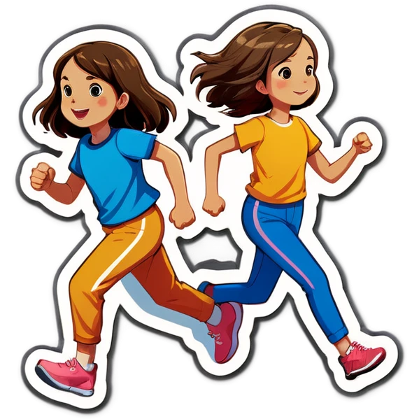 2 11 year old girls running away from home one girl has long hair and the other girl has a bob cut  emoji