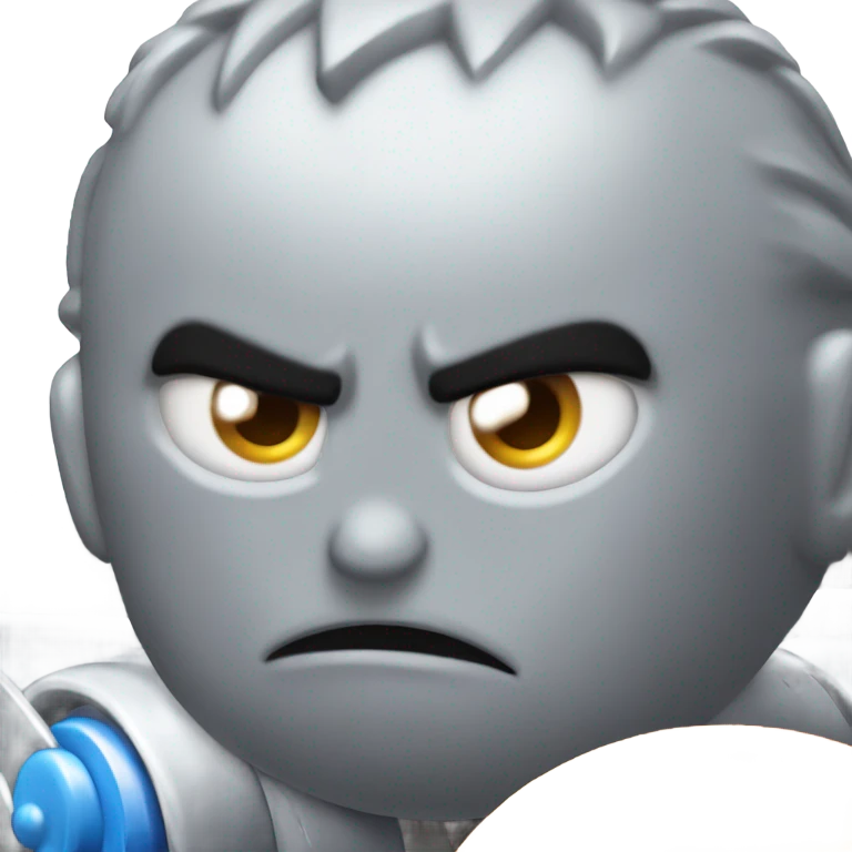 Metal cute mad Kirby Gray ball driving on car wheels with mad eyebrows game emoji
