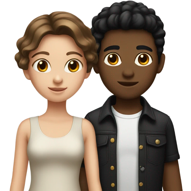 Girl with brown hair and boy with black hair emoji