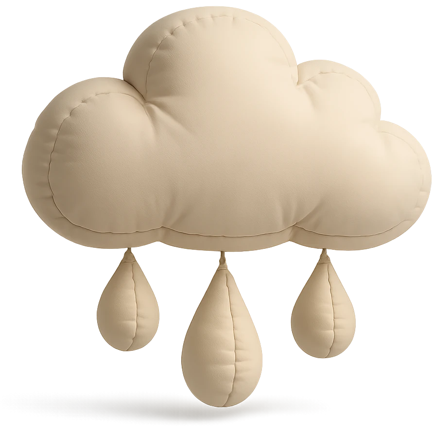 rain cloud with raindrops, plush cushion style emoji
