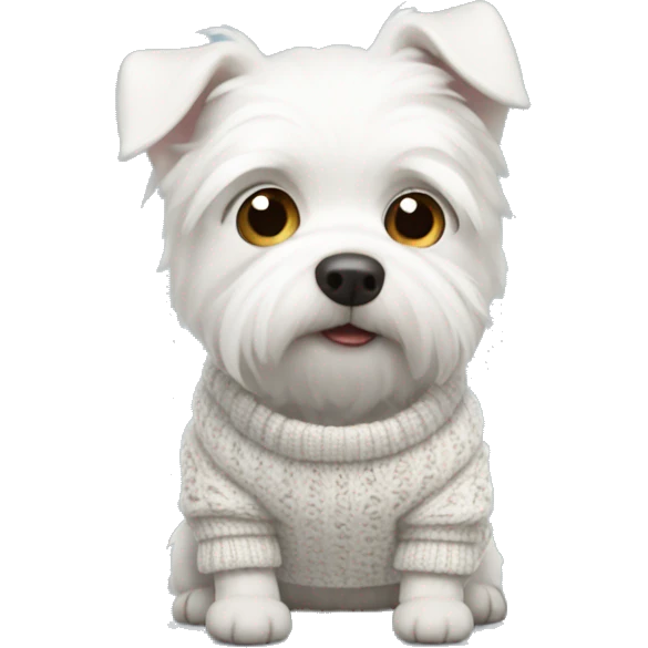little white dog with sweater emoji