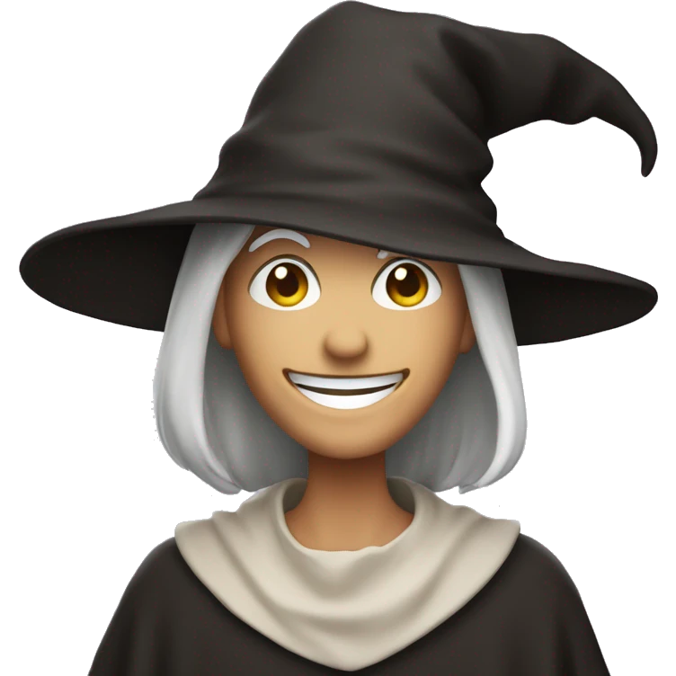 Smile in mantle in witch hat  emoji