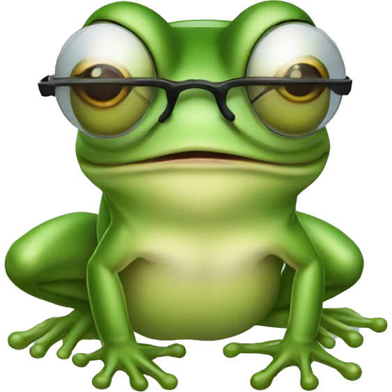 Frog with glasses catching a fly with tongue emoji
