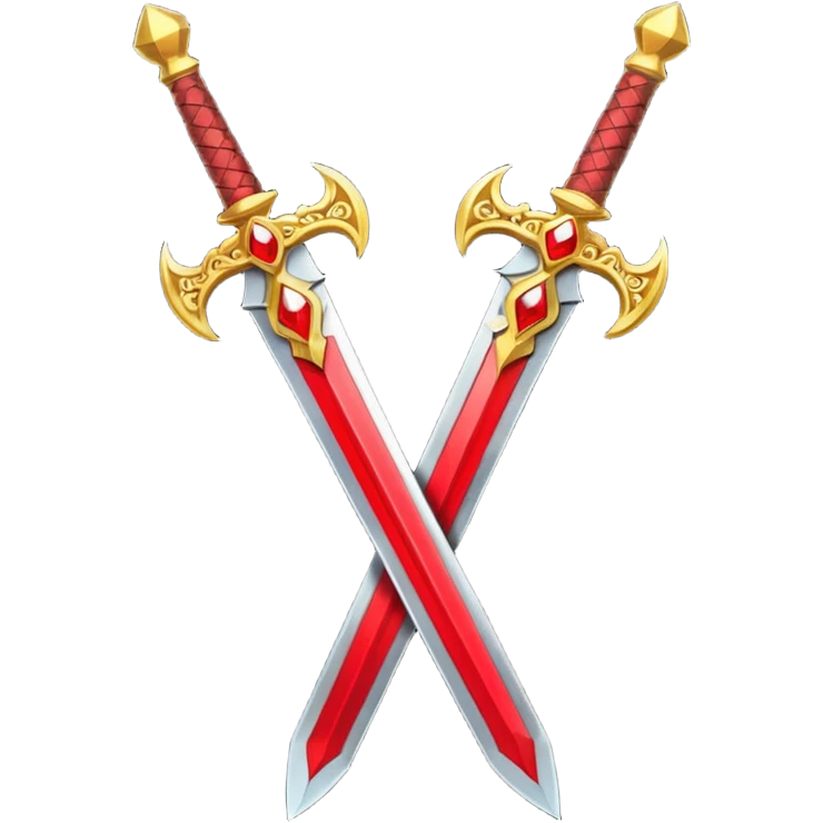 Two Golden royal swords with red gems emoji