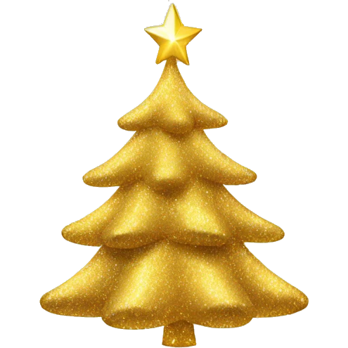 Golden Christmas tree with sparkles emoji