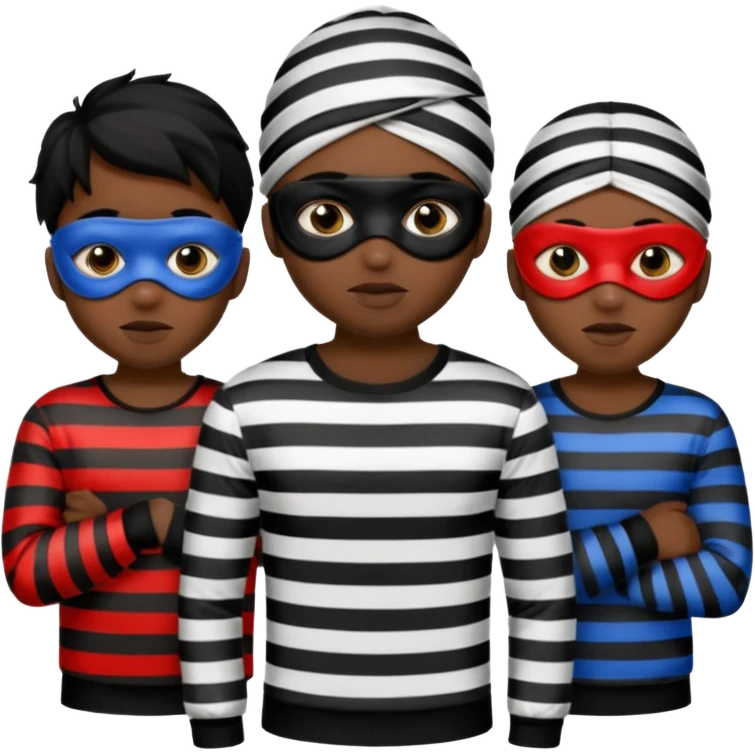 3 theif robbers emoji,Stripped shirt,eye mask, black head. emoji