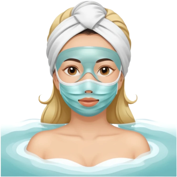 Lady with face mask spa beauty full face relaxing emoji