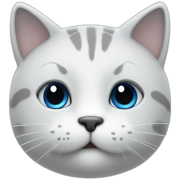 Blue simplistic sketch of a cute cat face emoji