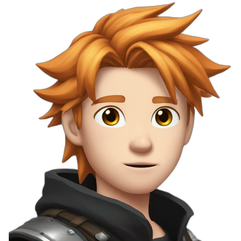 Cloud strife ginger hair. freckles on cheeks. Face mask black emoji