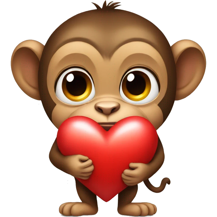 monkey carries big heart emoji