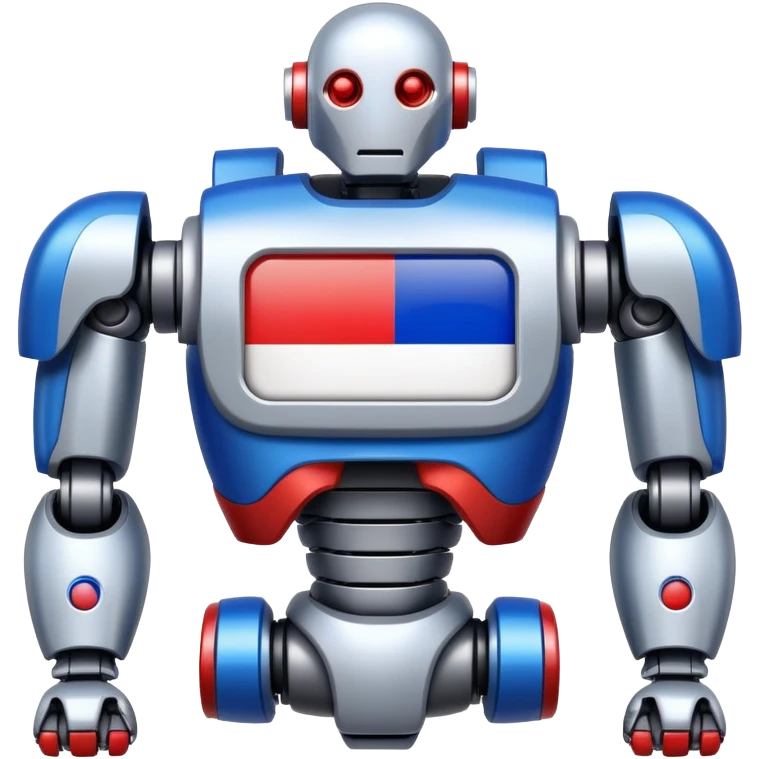 futuristic ROBOT with Russian flag emoji