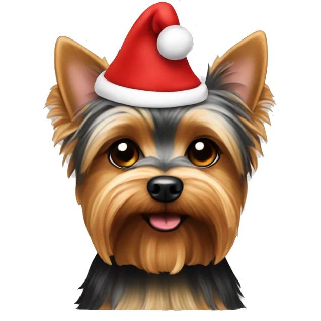 yorkie dog wearing Santa hat emoji