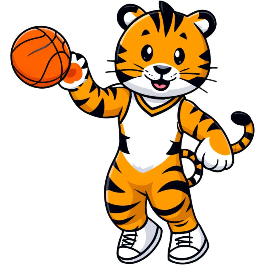 cartoon tiger playing basketball, vibrant colors emoji