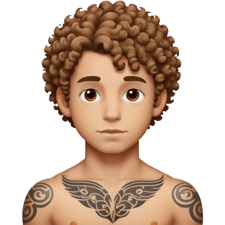 Tattooed boy with curly hair emoji