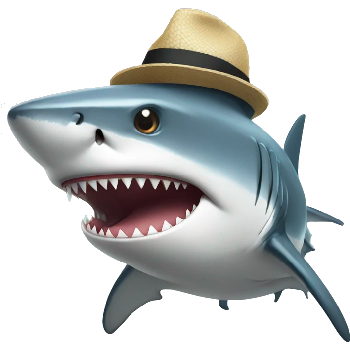 Shark wearing a hat emoji