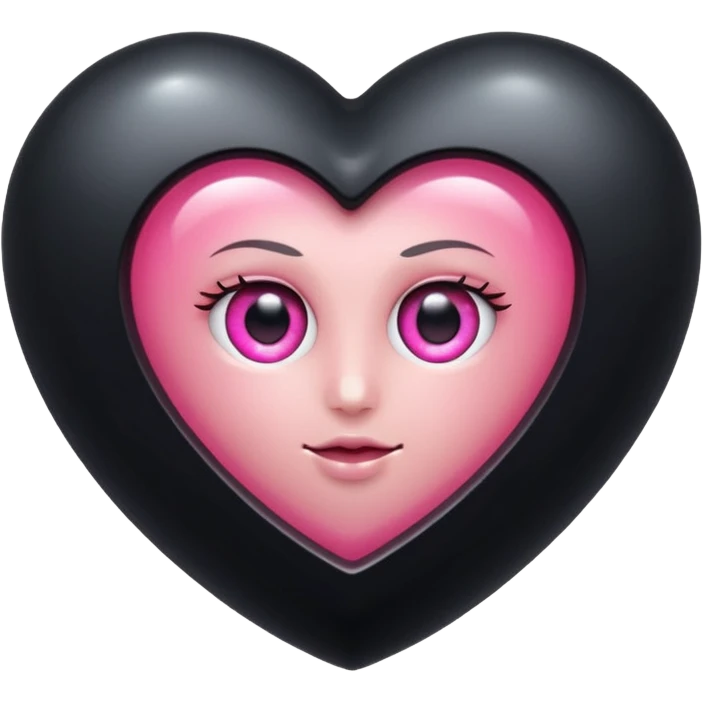 A black heart Gem with a pink eye in the center emoji