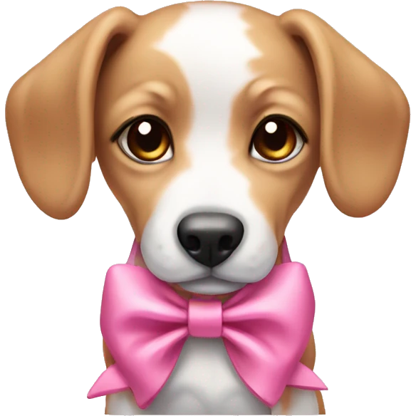 pink bow on puppy emoji