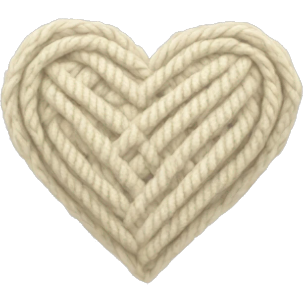 Cream Cable knit heart emoji