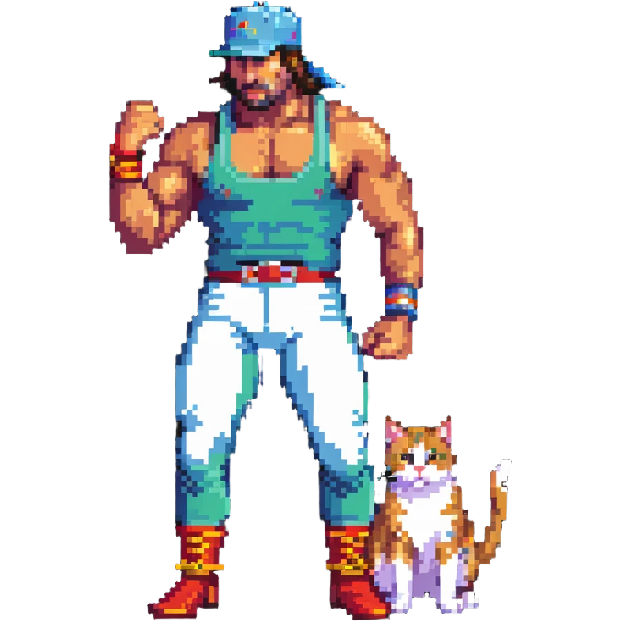 Razor Ramon wrestler from WWF defeating a cat wearing a cap emoji