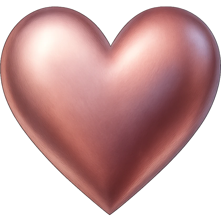 heart with a metallic blush finish, digital illustration, no background emoji