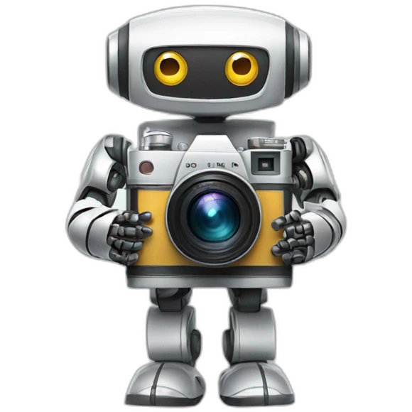 robot holding a film camera emoji