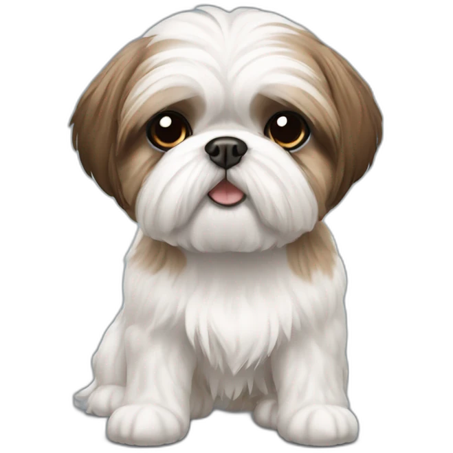 white and brown shih tzu in short hair emoji