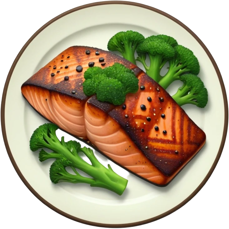 Blackened salmon with broccoli  emoji
