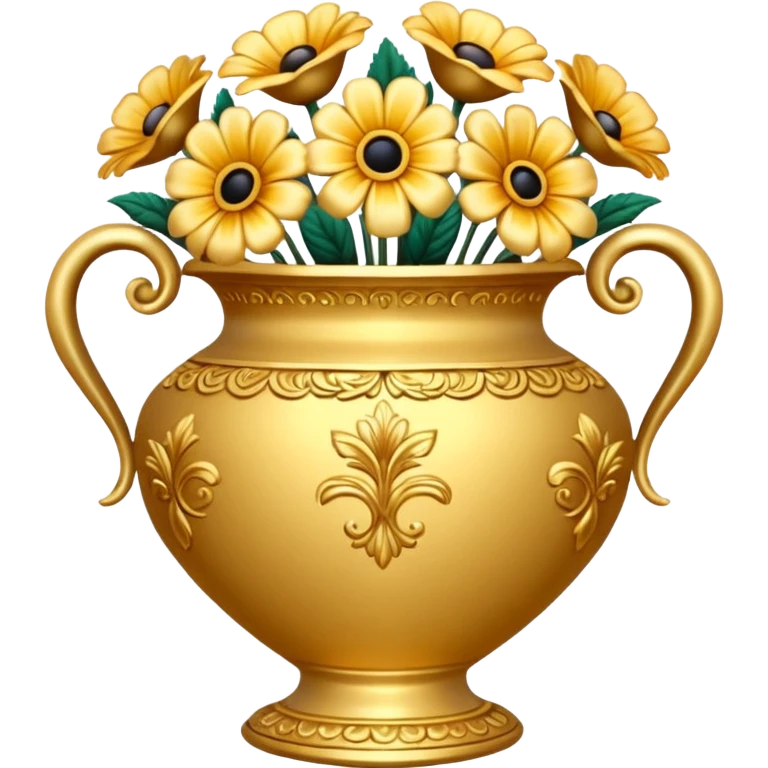 Golden vase with flowers pattern  emoji