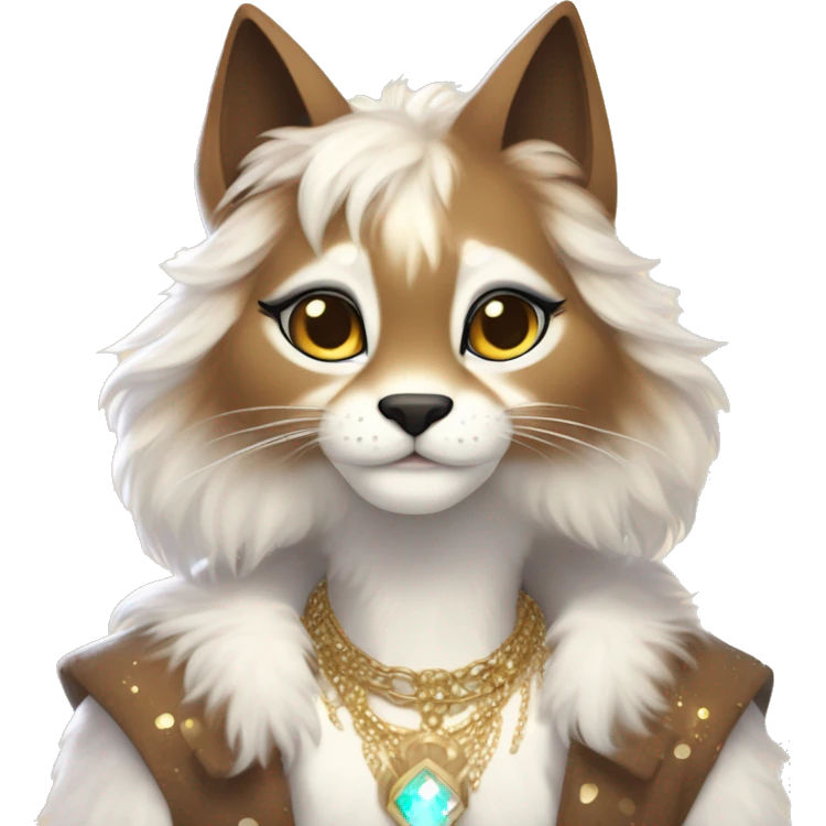 Furry, sparkle, iridescent, colorful, pastel, edgy, cool, fantasy beautiful, brown, beige, white, divine, godly, angelic, animal, anthro, full body, fursona, feline emoji