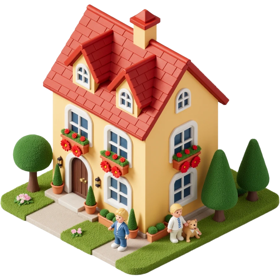 palace house with a family and pet emoji